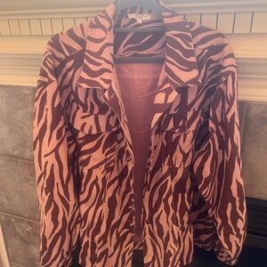 Earl Los Angeles pink animal print corduroy light weight jacket or blouse.